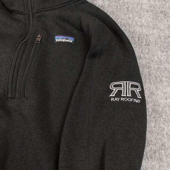 Patagonia Better Sweater Mens Large Black 1/4 Zip Fleece Pullover Embroidered - Picture 2 of 9